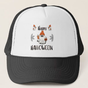Vintage 90s Boo Pumpkin Halloween Spooky Season Trucker Hat