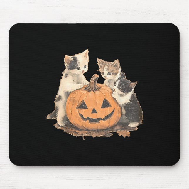 Vintage 90s Cat Halloween  Mouse Mat (Front)