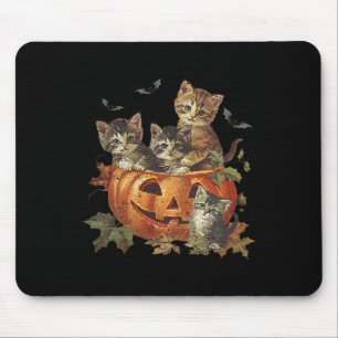 Vintage 90s Cat Halloween Pumpkin Cat Lover Spooky Mouse Mat