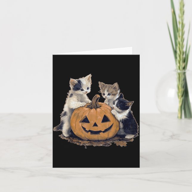 Vintage 90s Cat Halloween Retro Halloween Vintage  Card (Front)