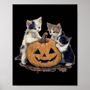 Vintage 90s Cat Halloween Retro Halloween Vintage  Poster