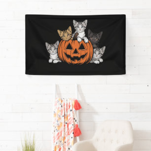 Vintage 90s Cat Halloween Retro Spooky Season Banner