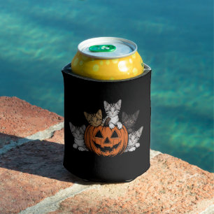 Vintage 90s Cat Halloween Retro Spooky Season Can Cooler