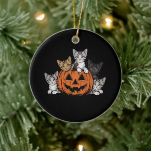 Vintage 90s Cat Halloween Retro Spooky Season Ceramic Tree Decoration