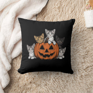 Vintage 90s Cat Halloween Retro Spooky Season Cushion