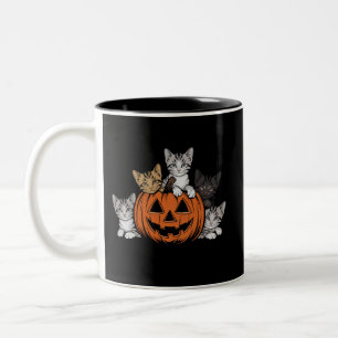 Vintage 90s Cat Halloween Retro Spooky Season Two-Tone Coffee Mug