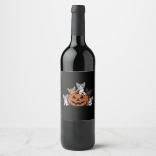 Vintage 90s Cat Halloween Retro Spooky Season Wine Label