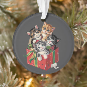 Vintage 90s Cat Lover Christmas Retro Cats Xmas Ornament