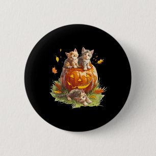 Vintage 90s Cat Pumpkin Halloween For Men Women Bo 6 Cm Round Badge