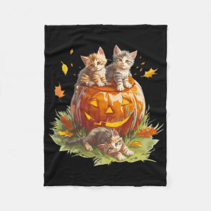 Vintage 90s Cat Pumpkin Halloween For Men Women Bo Fleece Blanket