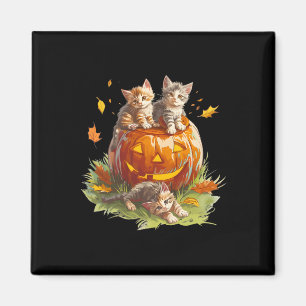 Vintage 90s Cat Pumpkin Halloween For Men Women Bo Magnet