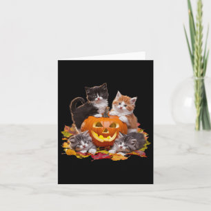 Vintage 90s Cat Pumpkin Halloween Retro Floral Spo Card