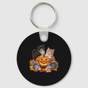 Vintage 90s Cat Pumpkin Halloween Retro Floral Spo Key Ring