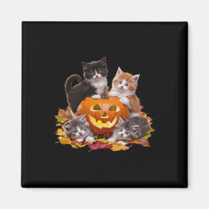 Vintage 90s Cat Pumpkin Halloween Retro Floral Spo Magnet