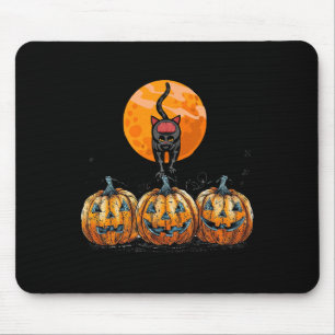 Vintage 90s Cat Pumpkin Halloween Retro Floral Spo Mouse Mat