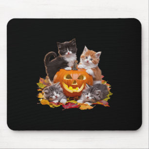 Vintage 90s Cat Pumpkin Halloween Retro Floral Spo Mouse Mat