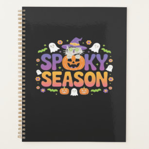 Vintage 90s Cat Pumpkin Halloween Retro Floral Spo Planner