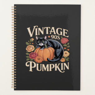 Vintage 90s Cat Pumpkin Halloween Retro Floral Spo Planner