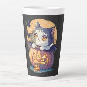 Vintage 90s Cat Pumpkin Halloween Retro Latte Mug