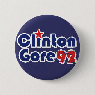 Vintage 90s Clinton Gore 1992 6 Cm Round Badge