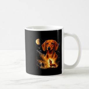 Vintage 90s Dachshund Howling at The Moon Wiener Coffee Mug