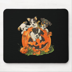 Vintage 90s Dog Retro Pumpkin Puppies Halloween Do Mouse Mat