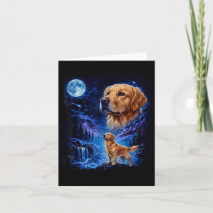 Vintage 90s Golden Retriever Howling At The Moon Card