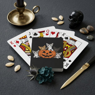 Vintage 90s Halloween Cats Jack O Lantern Retro Playing Cards