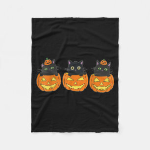 Vintage 90s Halloween Pumpkin Black Cat Spooky Art Fleece Blanket