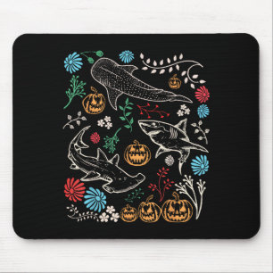 Vintage 90s Halloween Shark Pumpkin Ocean Marine B Mouse Mat