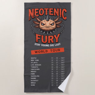 Vintage 90s Heavy Metal Axolotl Band Tour Parody Beach Towel