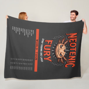 Vintage 90s Heavy Metal Axolotl Band Tour Parody Fleece Blanket