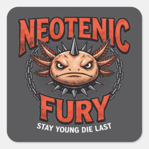 Vintage 90s Heavy Metal Axolotl Band Tour Parody Square Sticker