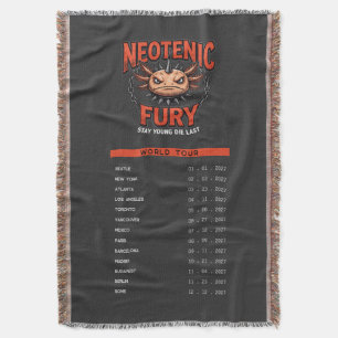 Vintage 90s Heavy Metal Axolotl Band Tour Parody Throw Blanket