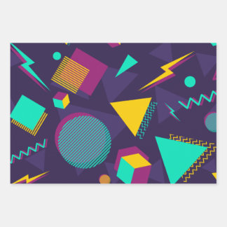 Vintage 90s Memphis-Style Pattern Wrapping Paper Sheet