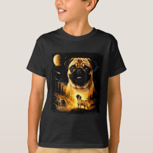 Vintage 90s Pug Howling At The Moon Pug Mum Dog T-Shirt