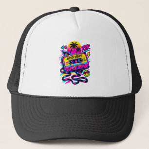 Vintage 90s Retro Cassette Neon Cyberpunk Trucker Hat