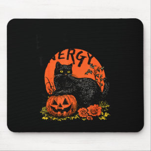Vintage 90s retro moon black cat energy kitten mouse mat