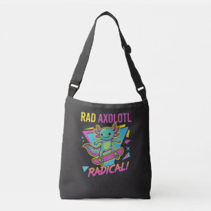 Vintage 90s style Axolotl Skateboard Rad neon Crossbody Bag