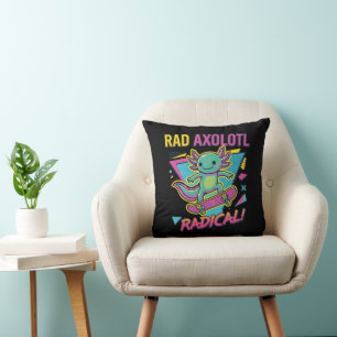 Vintage 90s style Axolotl Skateboard Rad neon Cushion