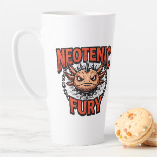 Vintage 90s style Axolotl Skateboard Rad neon Latte Mug