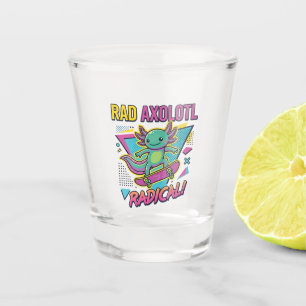 Vintage 90s style Axolotl Skateboard Rad neon Shot Glass