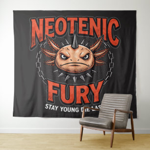 Vintage 90s style Axolotl Skateboard Rad neon Tapestry