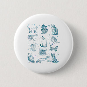 Vintage 90s Tattoo Cat Retro Kitten Nature Cat Lov 6 Cm Round Badge