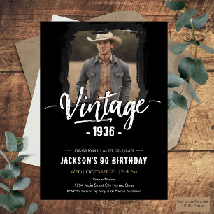 Vintage 90th Birthday Invitation