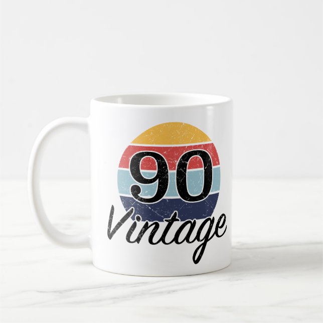 Vintage 90th Birthday Sunset Coffee Mug (Left)