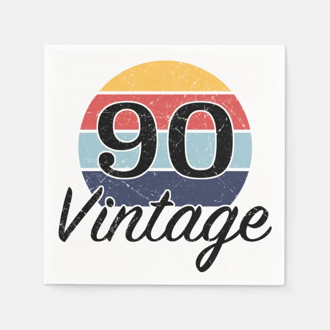 Vintage 90th Birthday Sunset Napkin (Front)