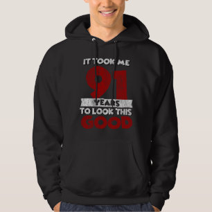 Vintage 91 Years Old Funny 91st Birthday Gift Hoodie
