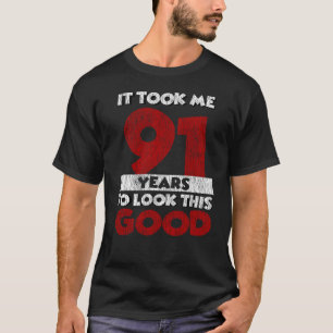 Vintage 91 Years Old Funny 91st Birthday Gift T-Shirt