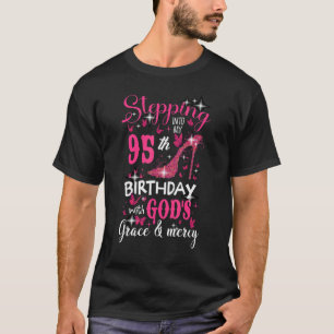 Vintage 95 Years Old Birthday Mum Grandma Happy Bi T-Shirt